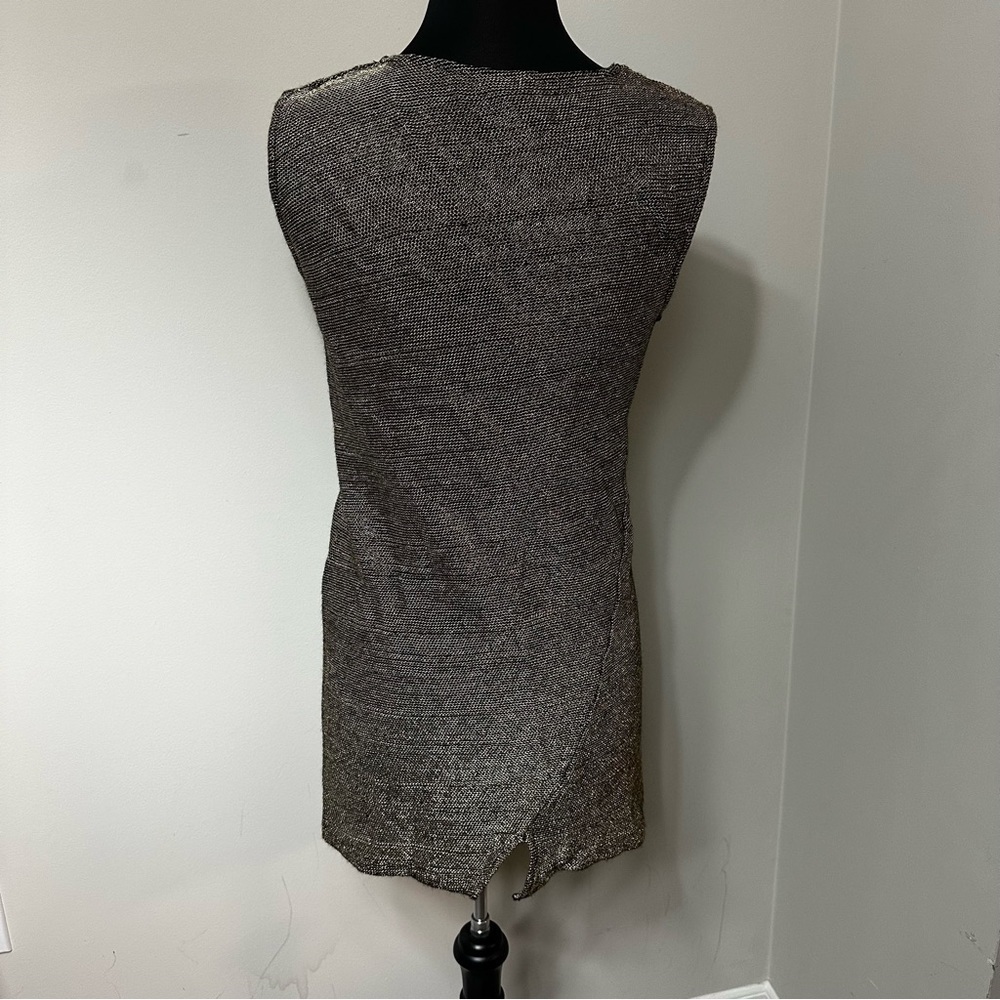 French Connection Metallic Gold Mini Dress in Size 10 - Picture 7 of 9